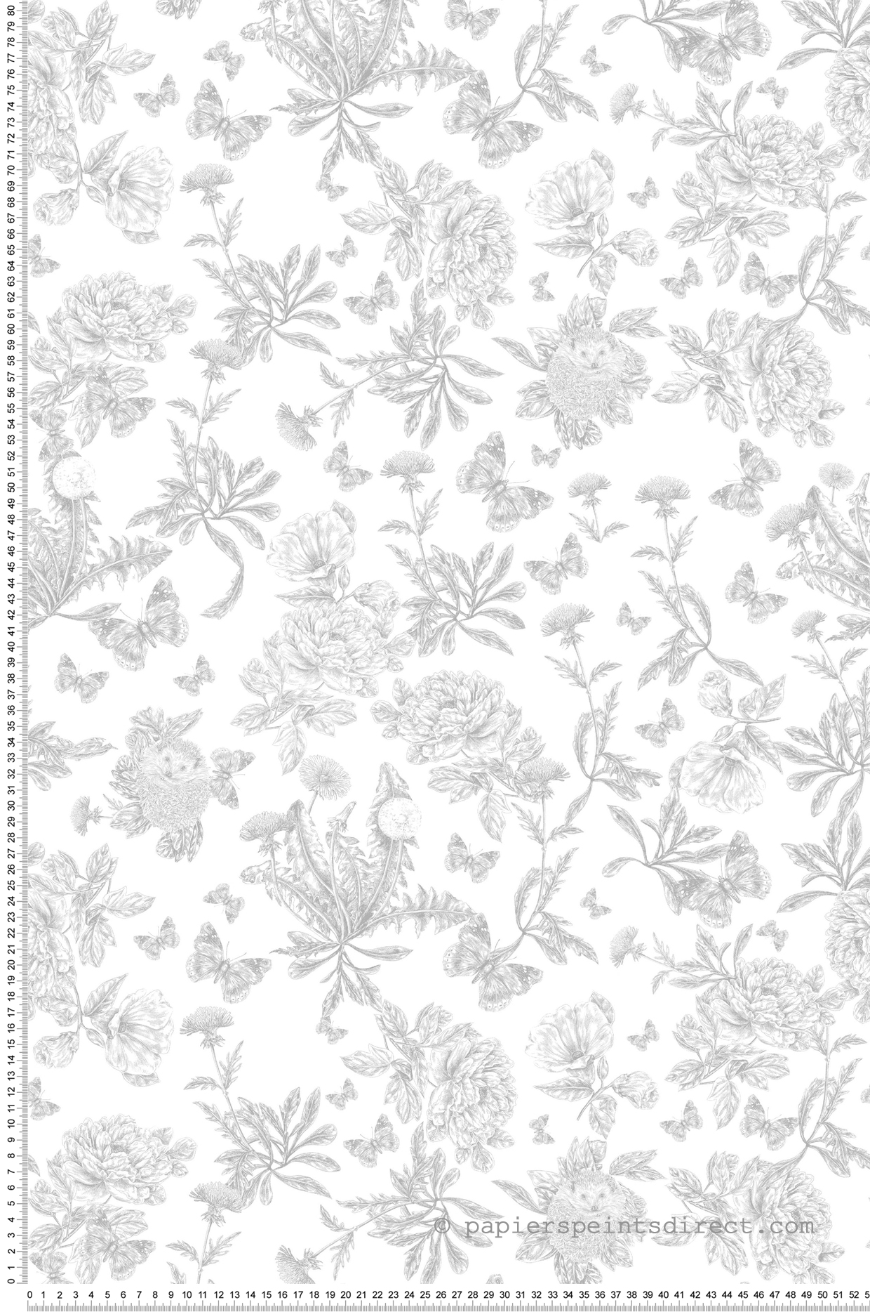Papier peint Toile de Jouy Hérissons gris - Tartine & Chocolat de Lutèce | Réf. LTC-36230509