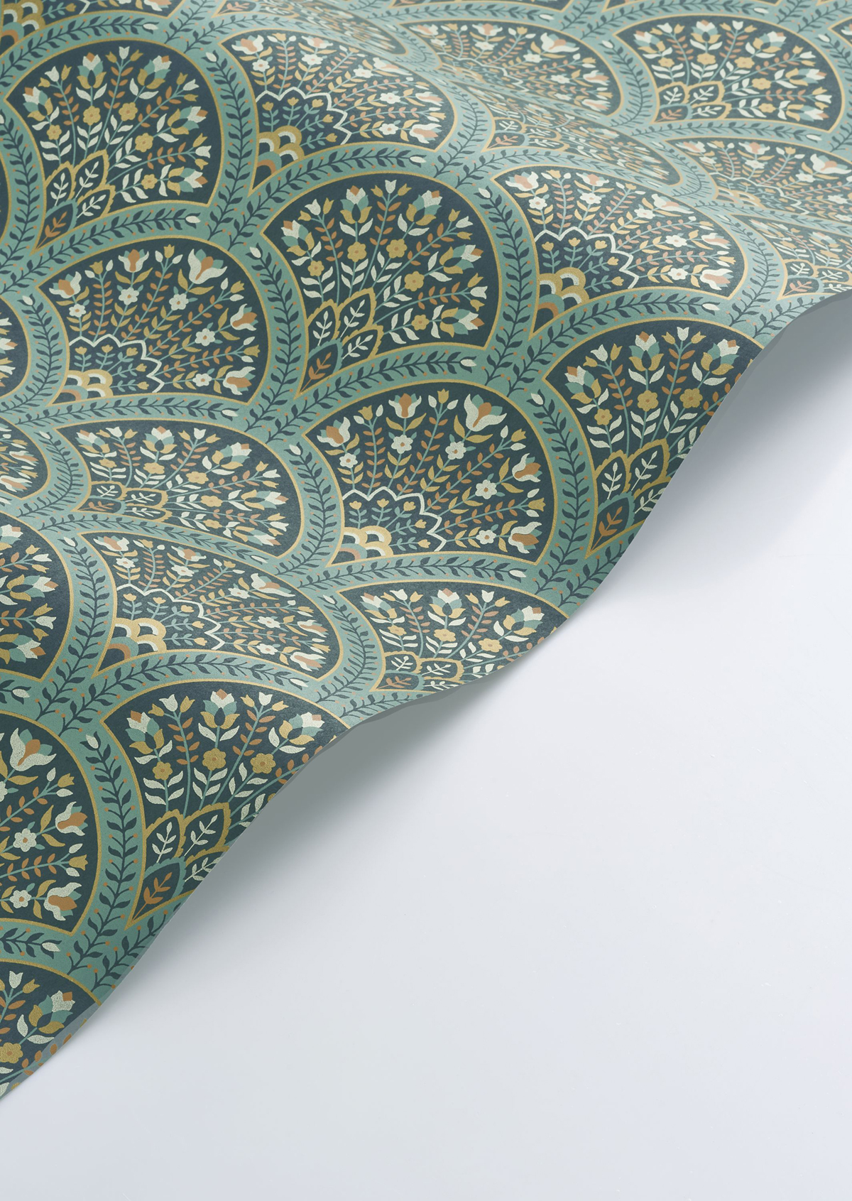 Papier peint Art Déco Wallace vert canopée irisé - Heritage de Casadéco AMBV | Réf. HETA201197433