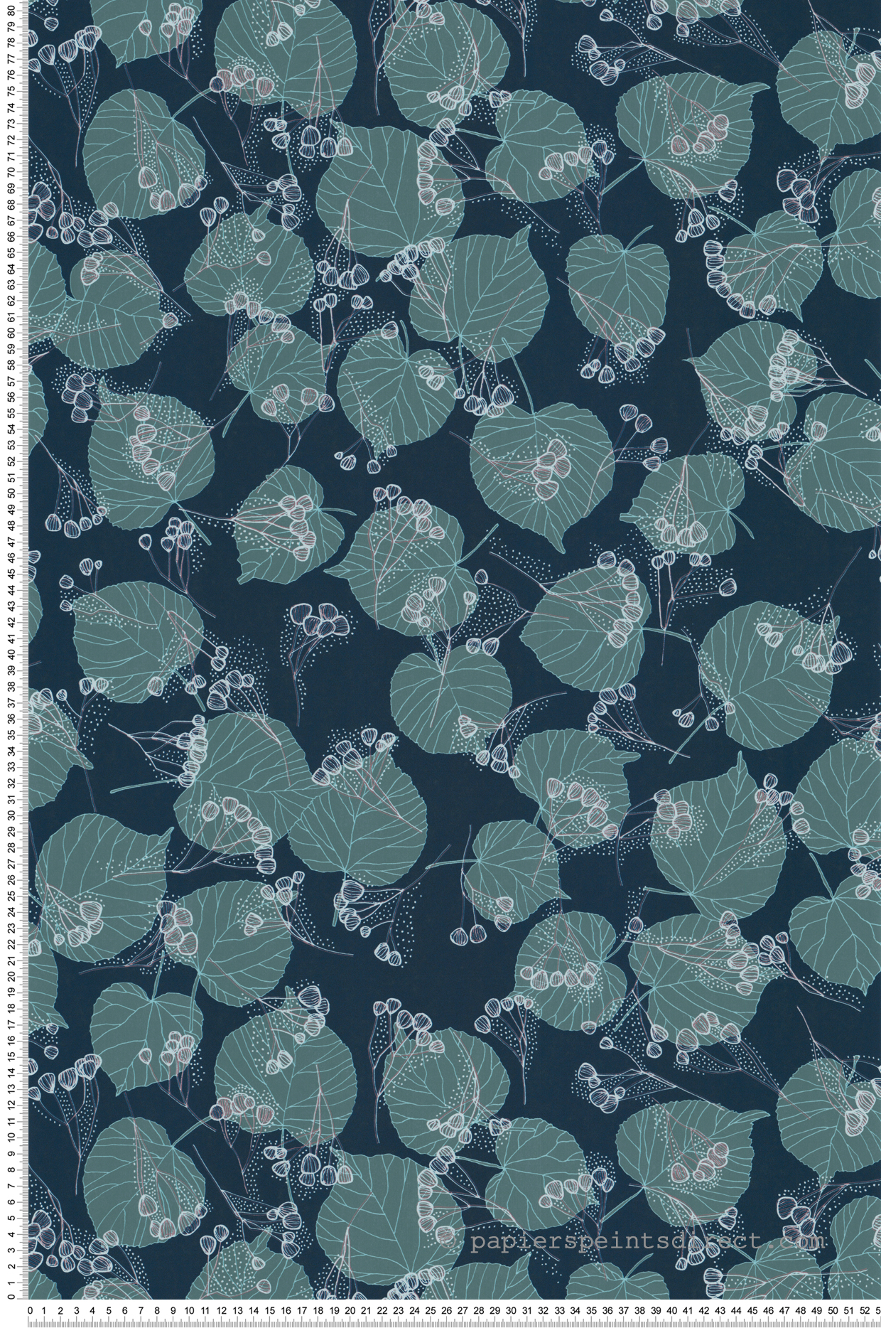 Papier peint Tilleul Feuille bleu marine - Soline de Lutèce | Réf. LTC-51250401