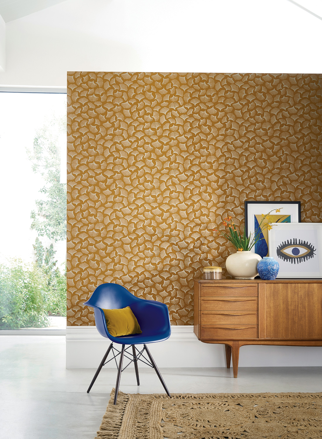 Papier Peint Ginkgo jaune safran - Portfolio de Casamance | Réf. CAS-73970325