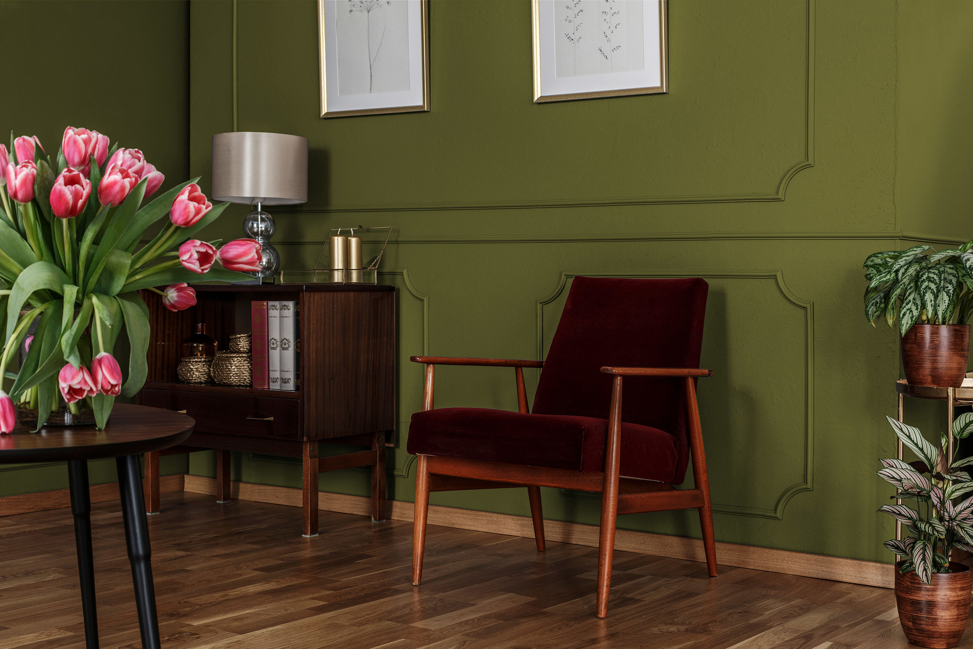 Photo numéro 2 d'une pièce avec un mur peint avec la peinture  Puro vert gentle lime  - c6009