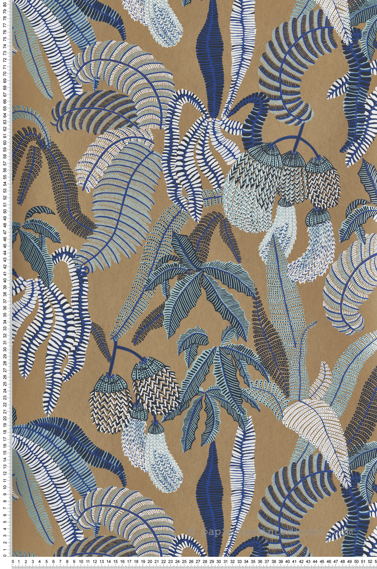 Papier peint Jardin Ninfa bleu métallisé - Romance de Masureel | Réf. MAS-ROM003