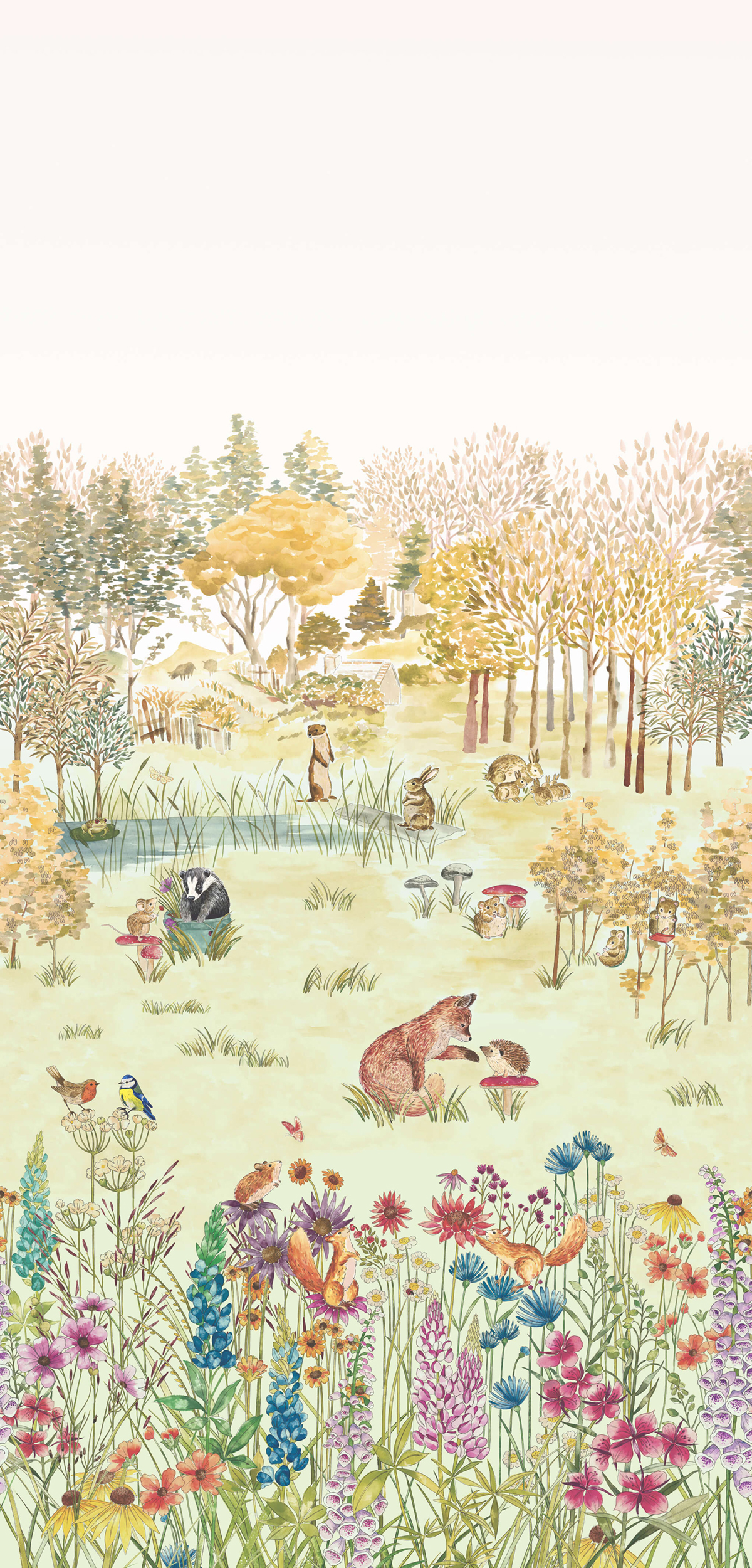 Papier peint Forêt d'Animaux Potter's Woodland Harvest - Storybook Papers de Little Greene | Réf. 0231POHARVE