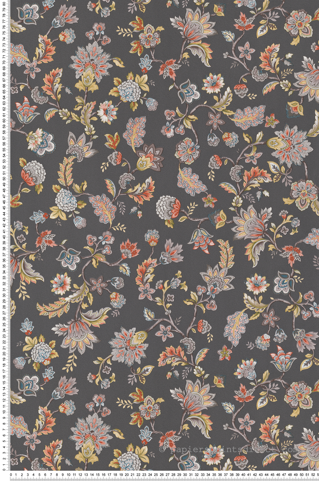 Papier peint Floral Cachemire gris foncé - Bloom de Lutèce | Réf. LTC-BLO471