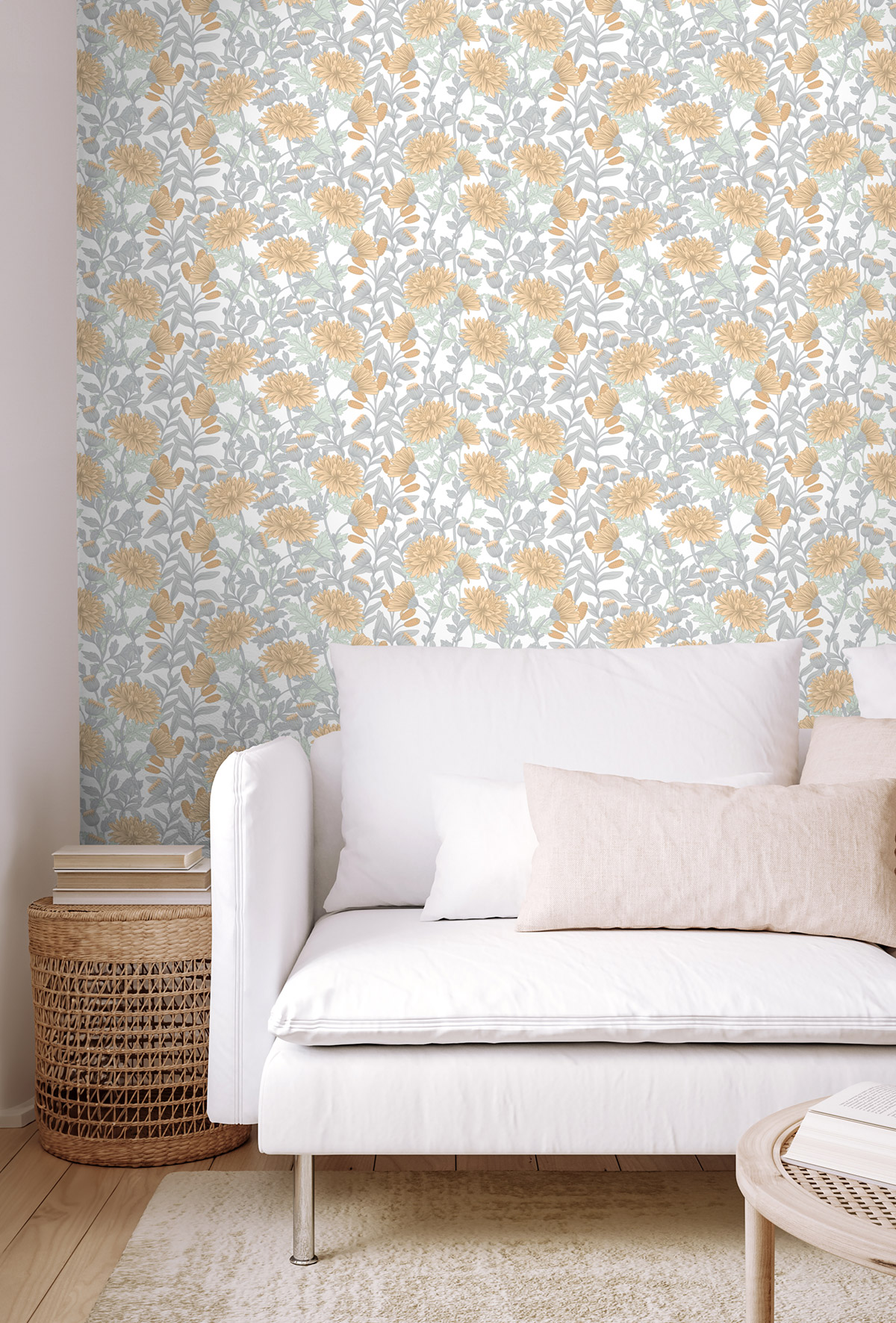 Papier Peint Fleur Oeillets jaune - Flora d'Ugépa | Réf. UGP-M88202