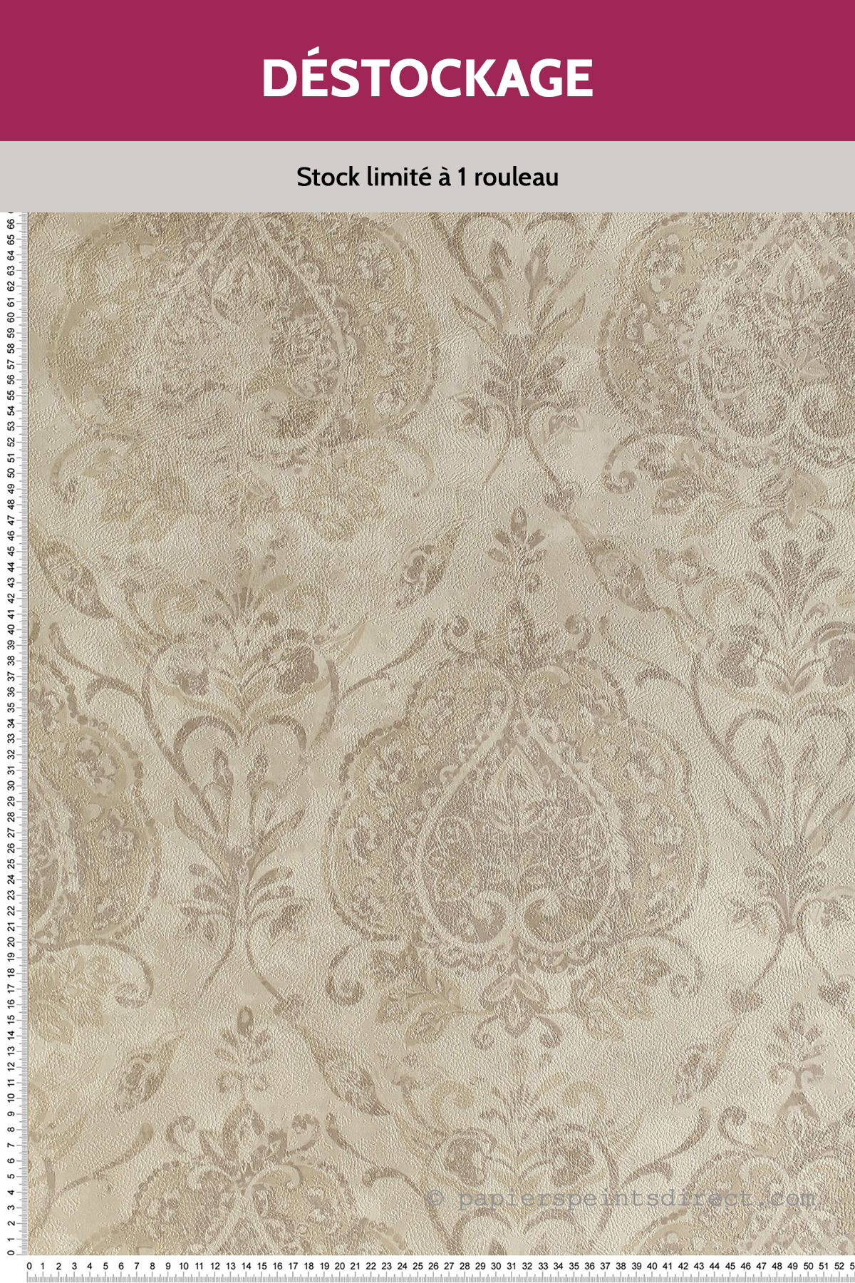 Papier peint Destockage - Vintage Damassé gris clair - Cordoba