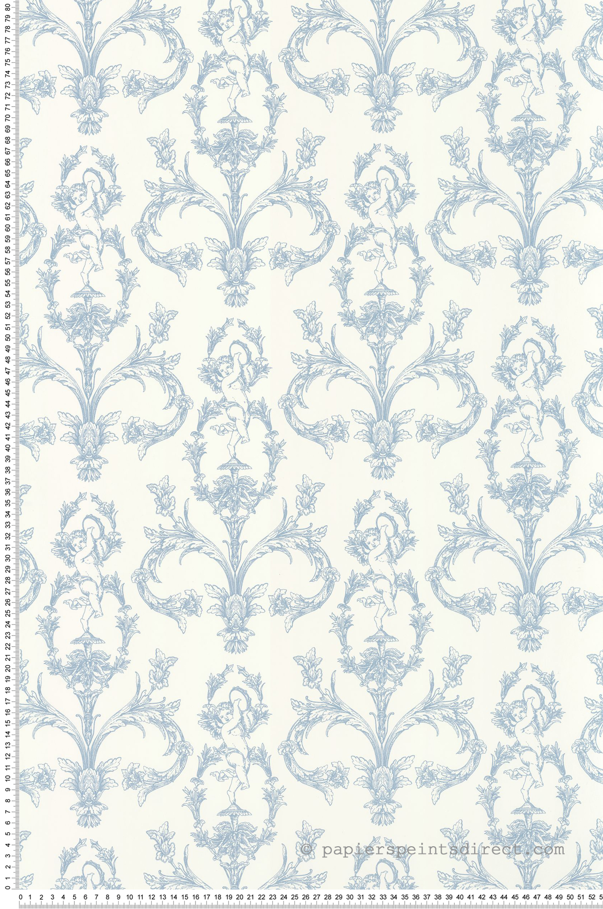 Papier peint Cherubin Seraphin bleu porcelaine - Les Belles Toiles De Jouy 2 de Casadéco | Réf. BTJD201716226