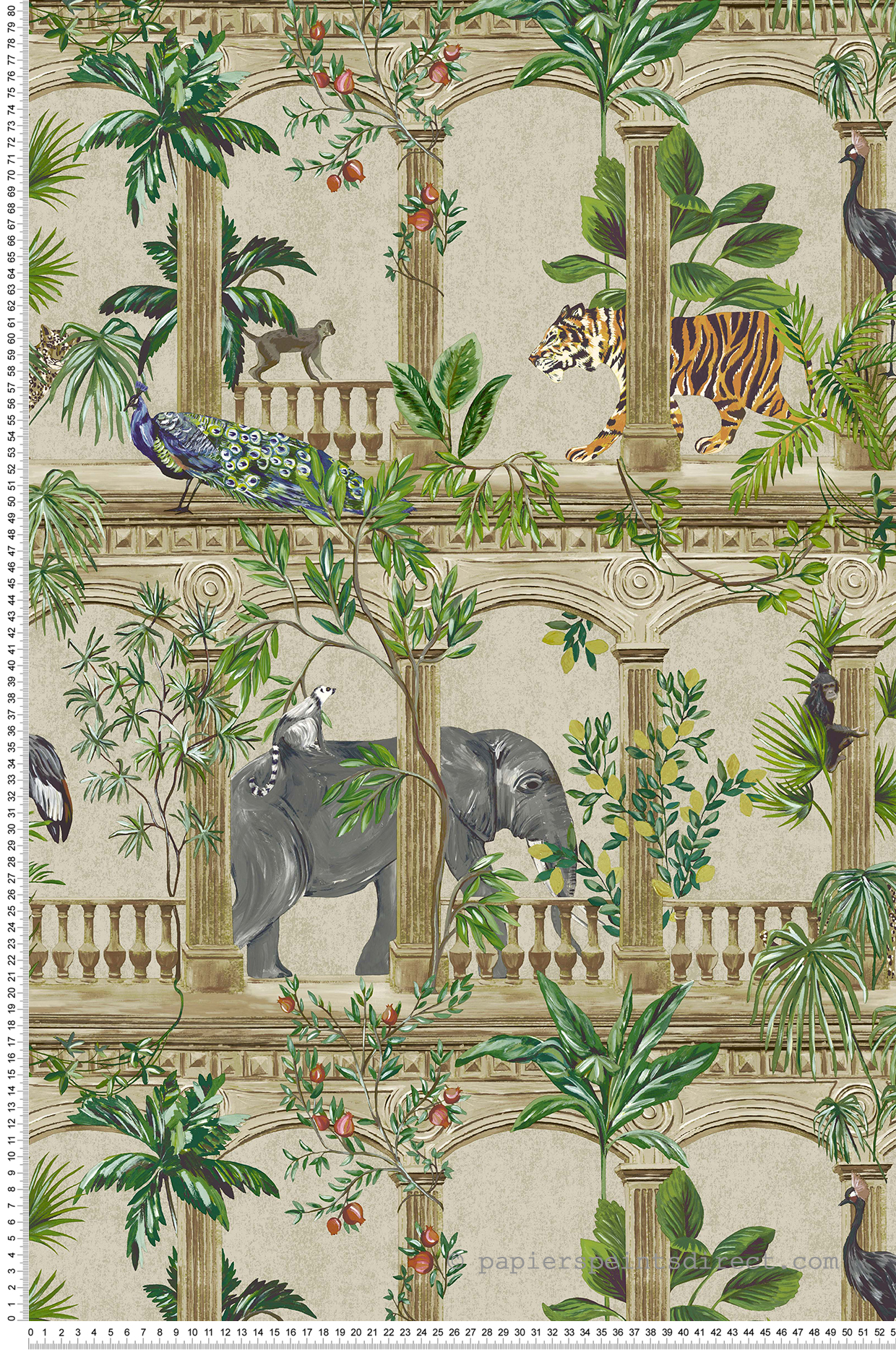 Papier peint Arche Animaux Jungle beige - Comoro de Montecolino | Réf. MC-91352
