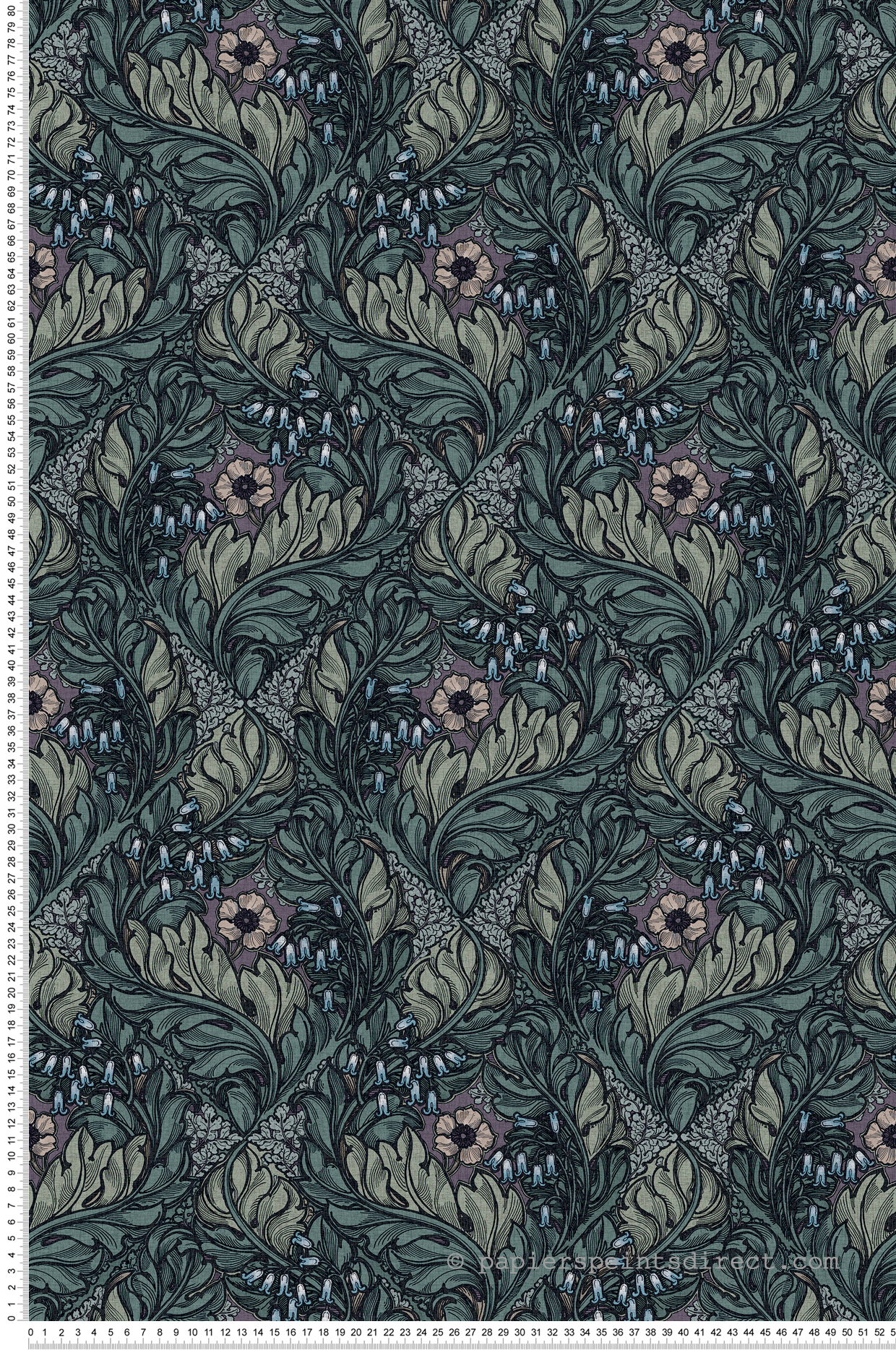Papier peint Losange Fleuri parme vert - The Wall Llewelyn-Bowen de Lutèce | Réf. LTC-LB25105