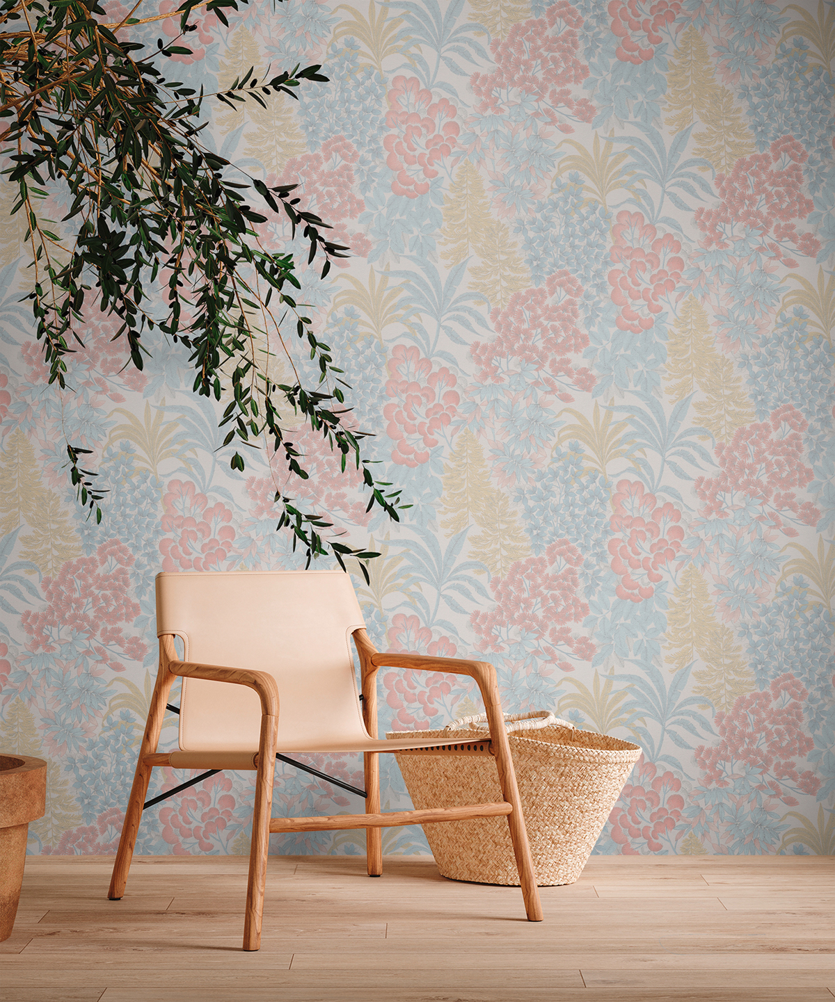 Papier peint Végétal Métal Zoé pastel argenté - Metropolitan Stories 3 d'A.S. Création AMB2 |  Réf. AS-391281