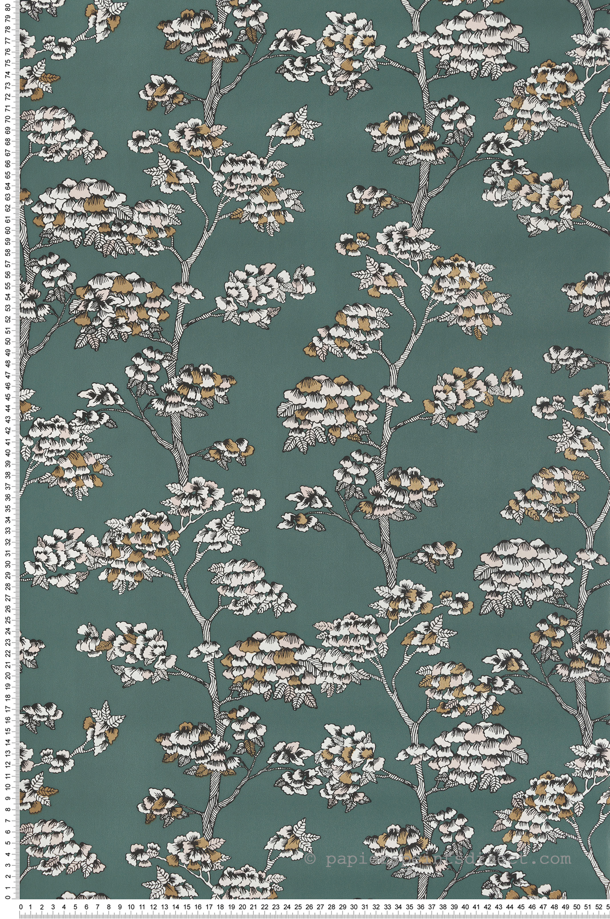 Papier peint Arbre Jardin de Kyoto vert émeraude - Nos Gravures de Casélio | Réf. NGR102997142