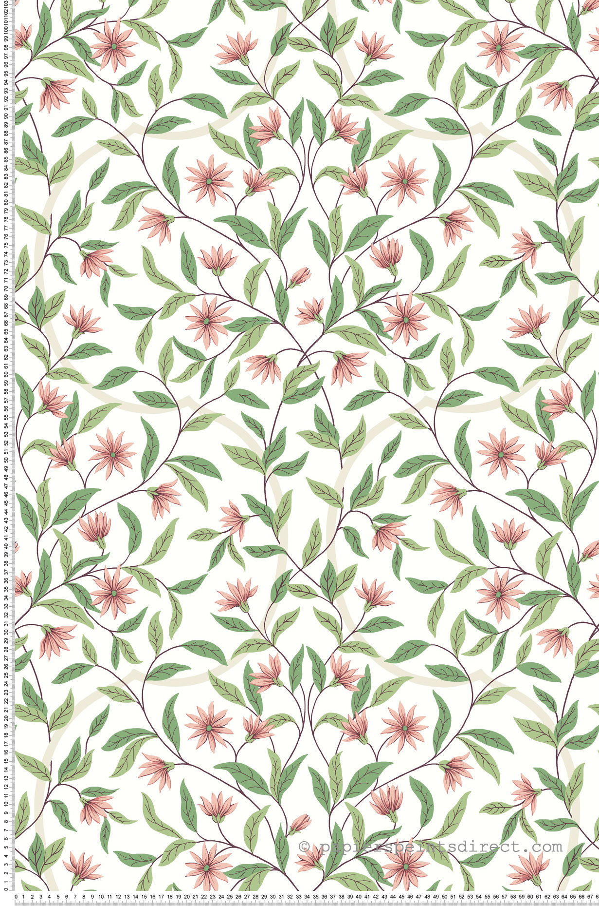 Papier peint Fleur Jasmin vert rose - Greenhouse de York (Initiales) | Réf. INI-GO8252