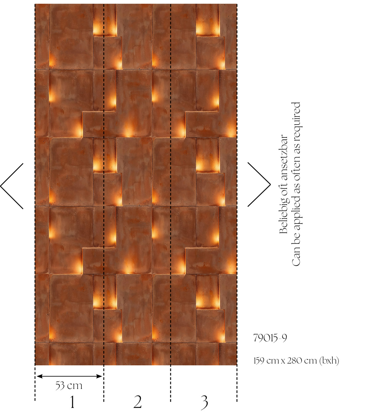 Papier peint panoramique Terre Cuite Amber Glow - Metropolitan Stories 4 Hot Spots d'A.S. Création AMB2| Réf. AS-790159