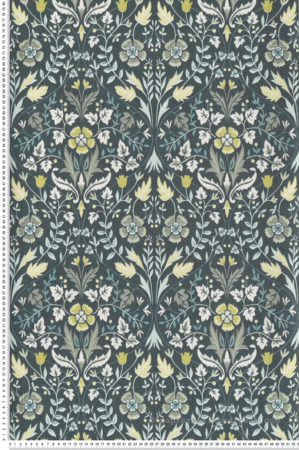 Papier peint Fleuri Anglais Archibald vert foncé - Arts & Crafts de Casadéco | Réf. ARCR86337401
