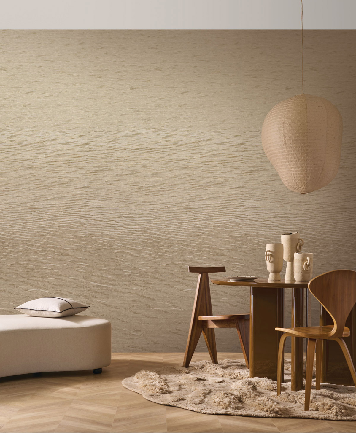 Papier peint panoramique Vague Plage Hamana beige - Le Jacquard de Casamance | Réf. CAS-76677038