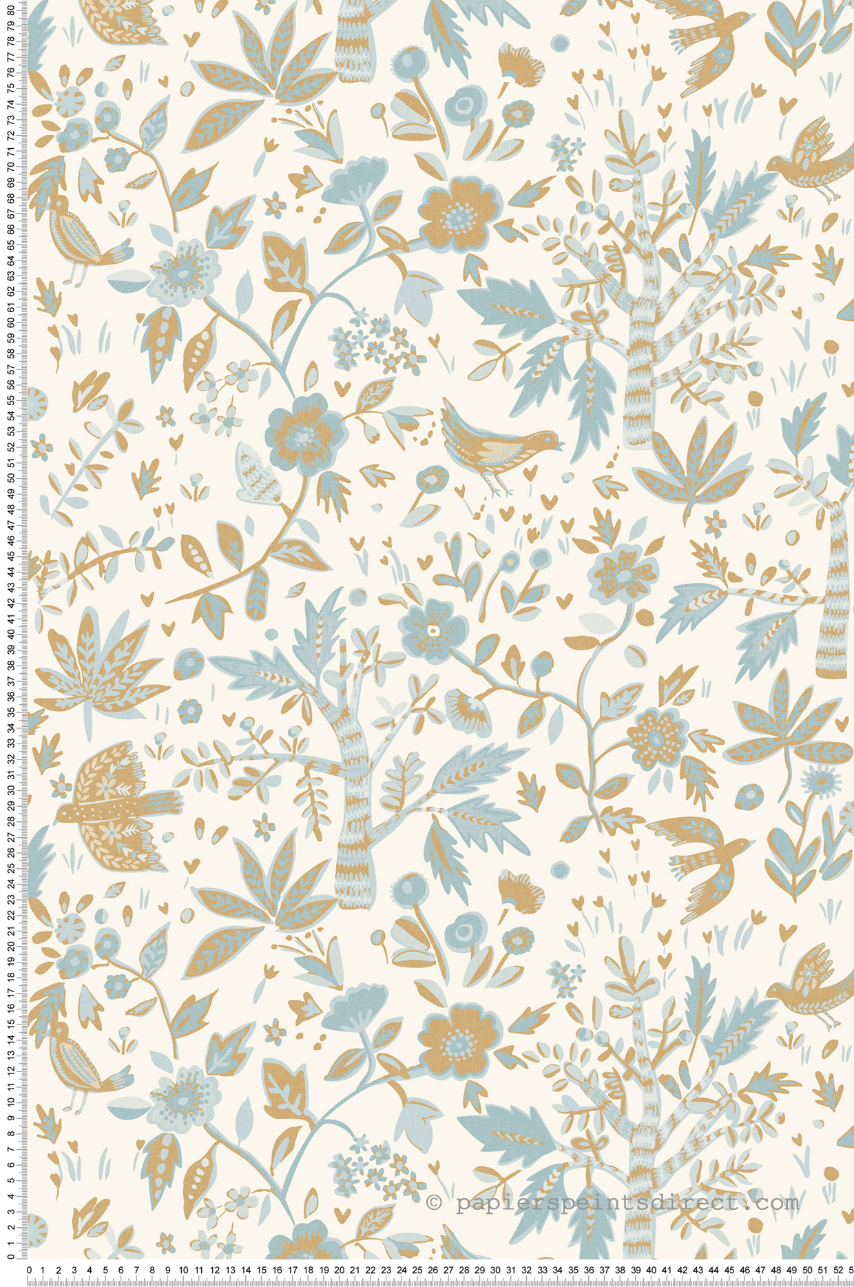 Papier peint Arbre et Oiseaux Echappée bleu - Bohème de Casélio | Réf. BOM103156230