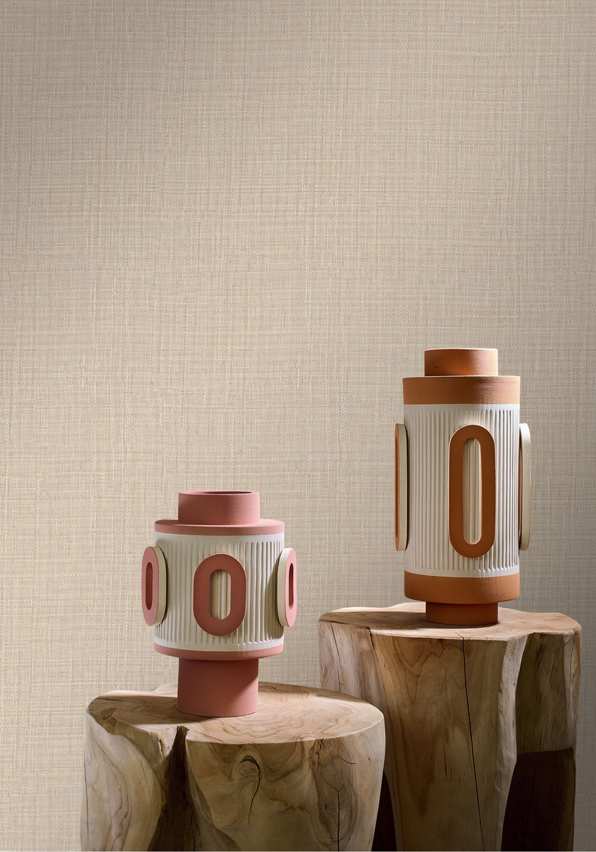 Papier peint Uni Tissé Sierra grège - Palmadora de Casamance | Réf. CAS-76702140