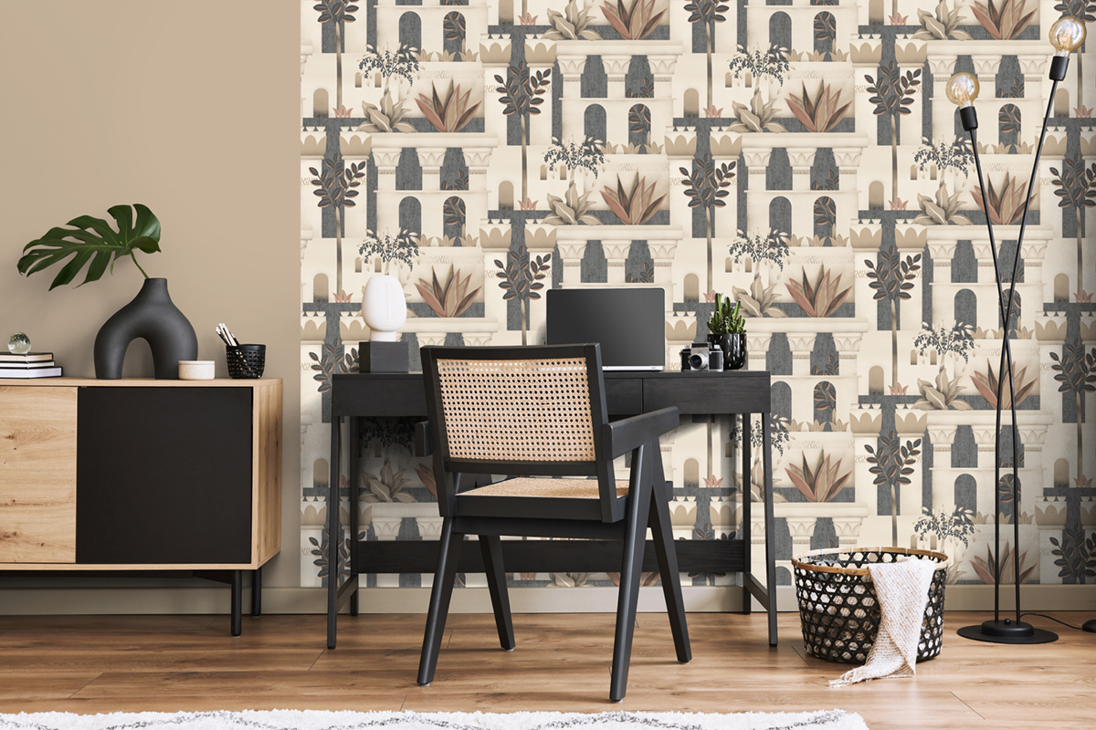 Papier Peint Architecture Egypte gris souris - Nomade d'Ugépa | Réf. UGP-M65909