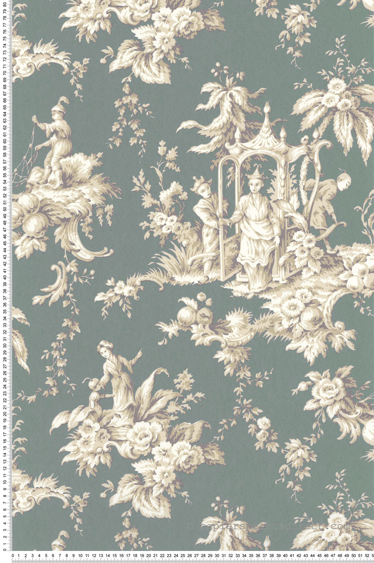 Papier peint Palais De Chine Toiles de Jouy Vert Emeraude - Les Belles Toiles De Jouy de Casadéco AMBV | Réf. LBTJ87937511