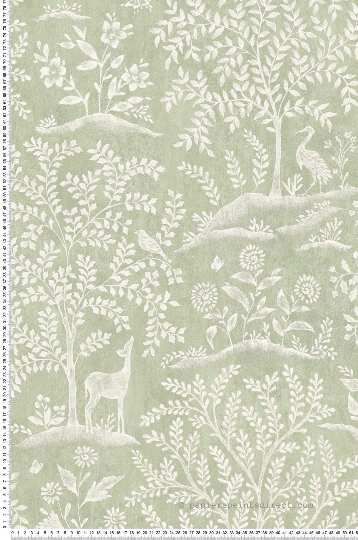 Papier peint Forêt Animaux vert amande - Signature de Nina Campbell | Réf. OSB-NCW4490-04