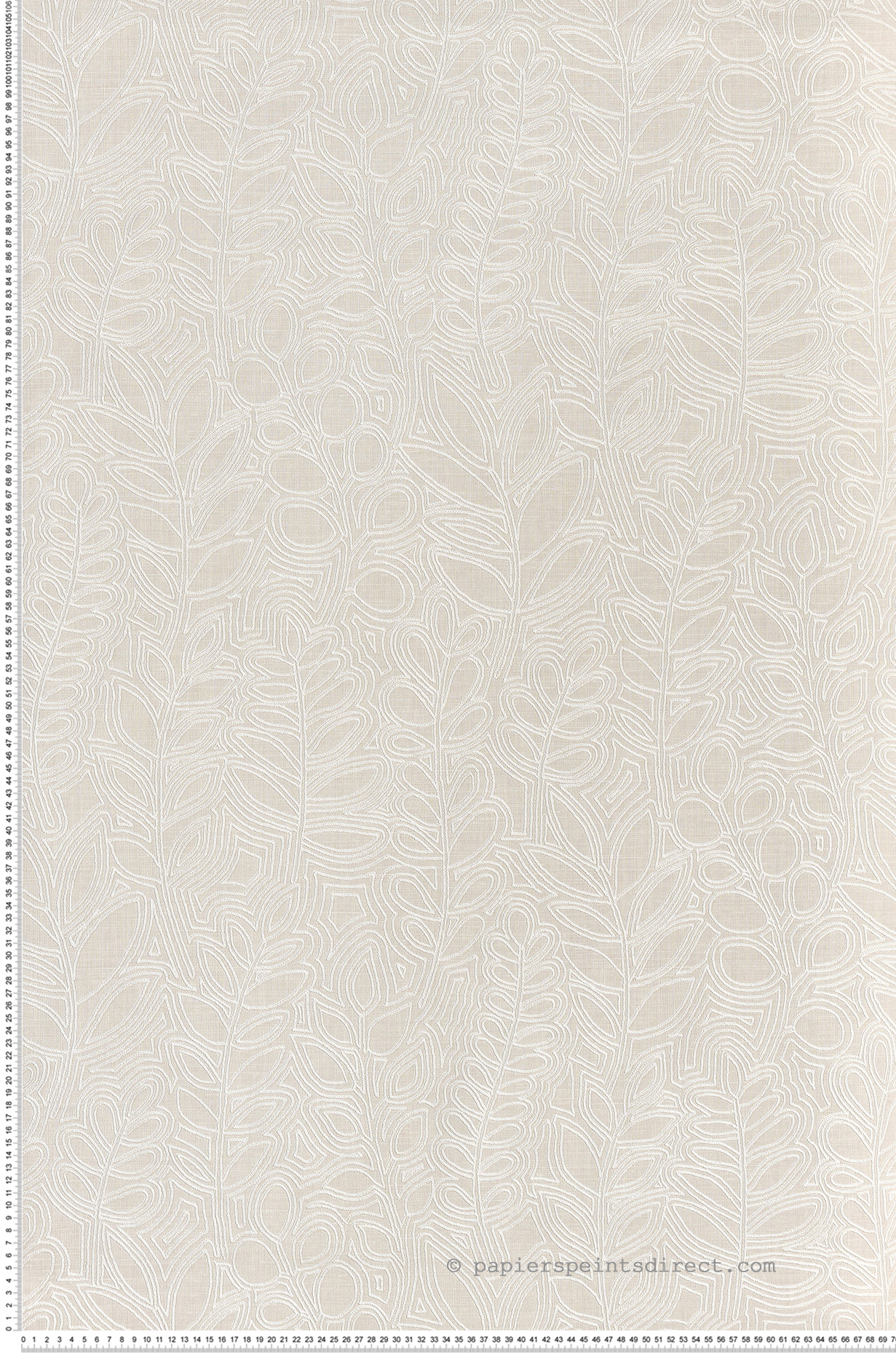 Papier peint Feuille Broderie Astragale ivoire - Palmadora de Casamance | Réf. CAS-76680100
