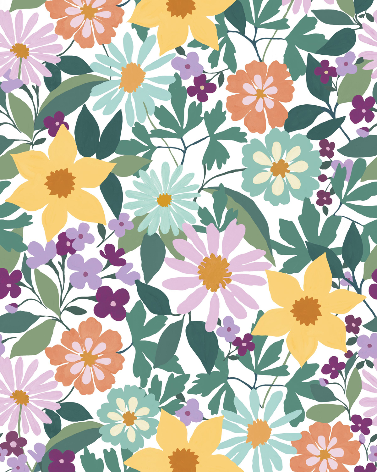 Papier peint panoramique Parterre Fleurs Emily multicouleurs S 200X250 - Pimp My Wall de Casélio | Réf. PMW104655005