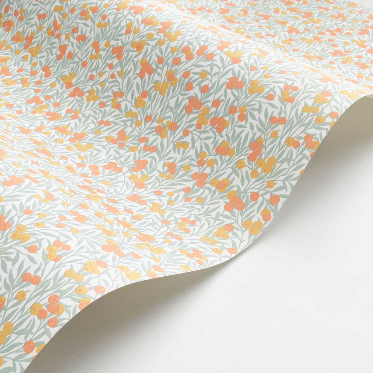 Papier peint Feuillage Cherry vert corail - Flower Market de Casadéco AMB3 | Réf. FLOM89223333