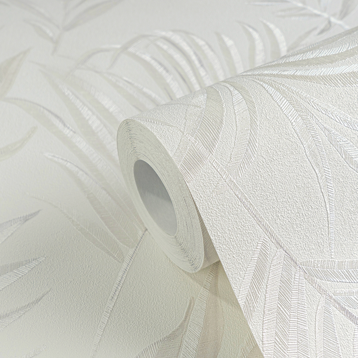 Papier peint Palmes Midnight Botanica blanc irisé - Cosmoliving d'A.S. Création ZOOM | Réf. AS-791081