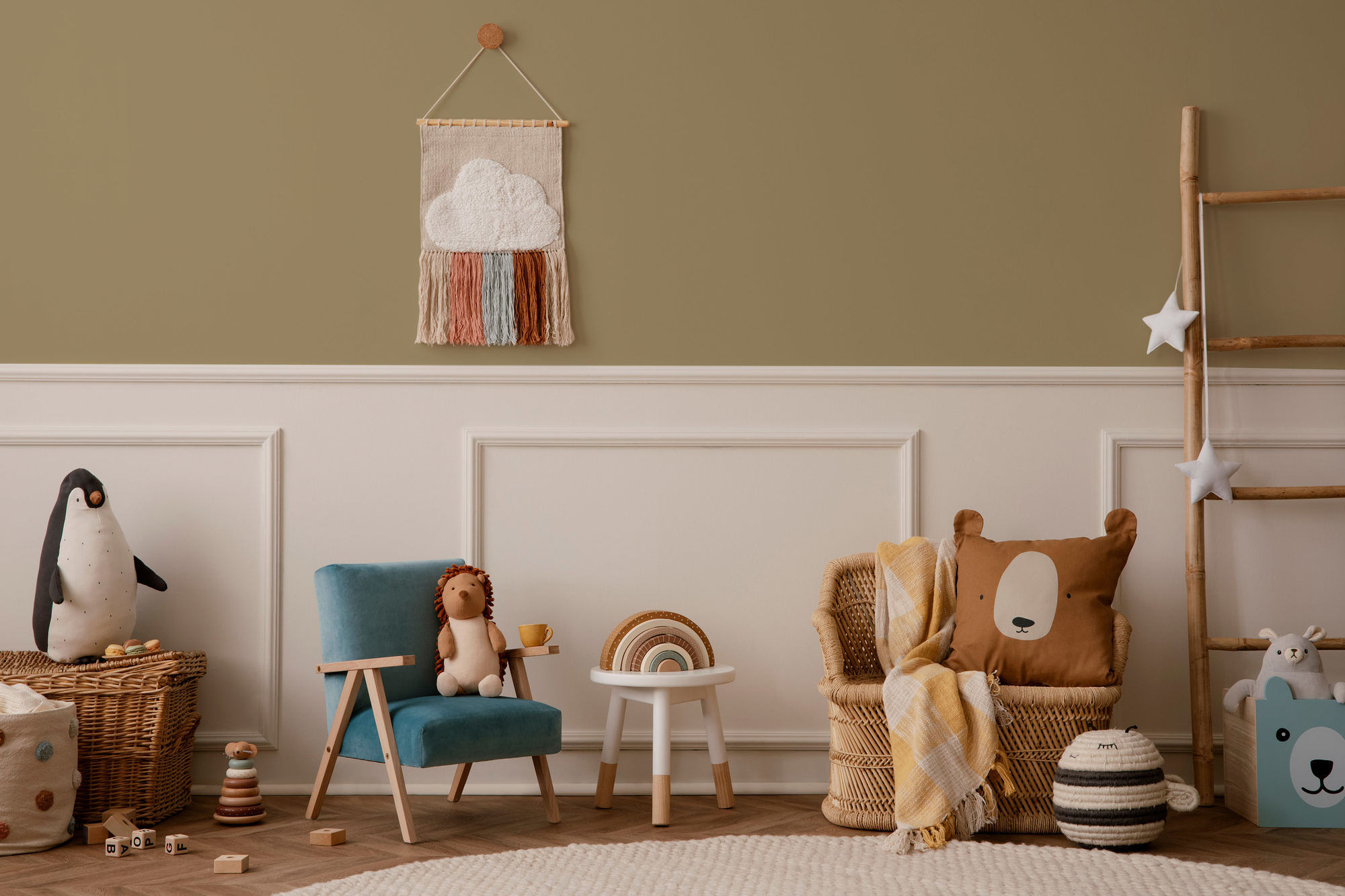 Photo numéro 2 d'une pièce avec un mur peint avec la peinture  Puro vert gentle lime  - c6006