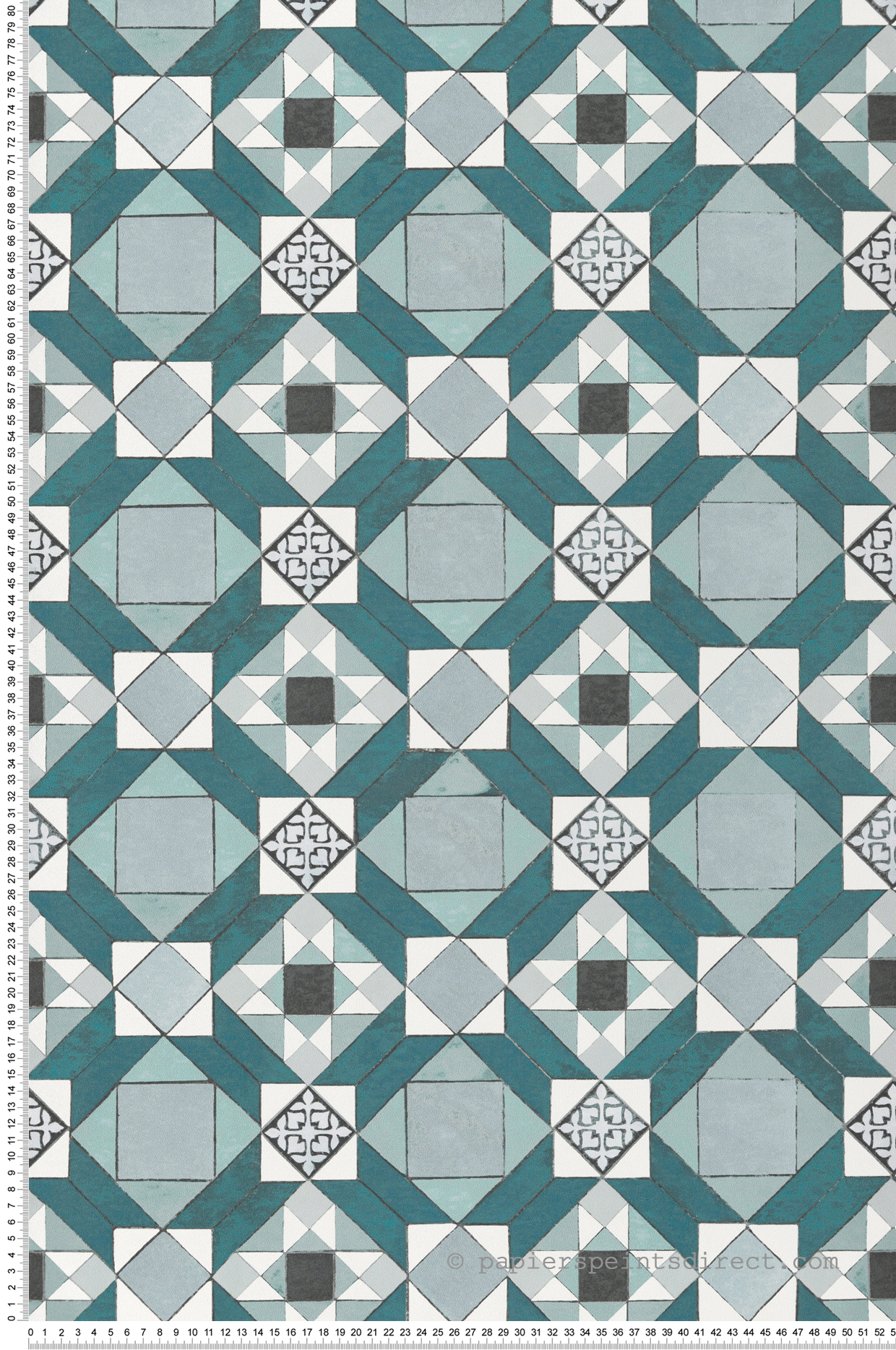 Papier peint Faïence Cabochon bleu paon - Cuisines & Bains de Lutèce | Réf. LTC-51230304