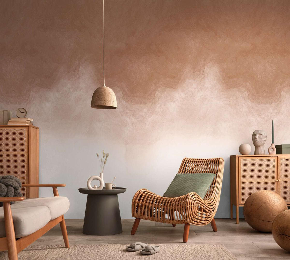 Papier peint panoramique Dégradé Nuageux terracotta - Vibes & Styles d'A.S. Création AMB4| Réf. AS-792164