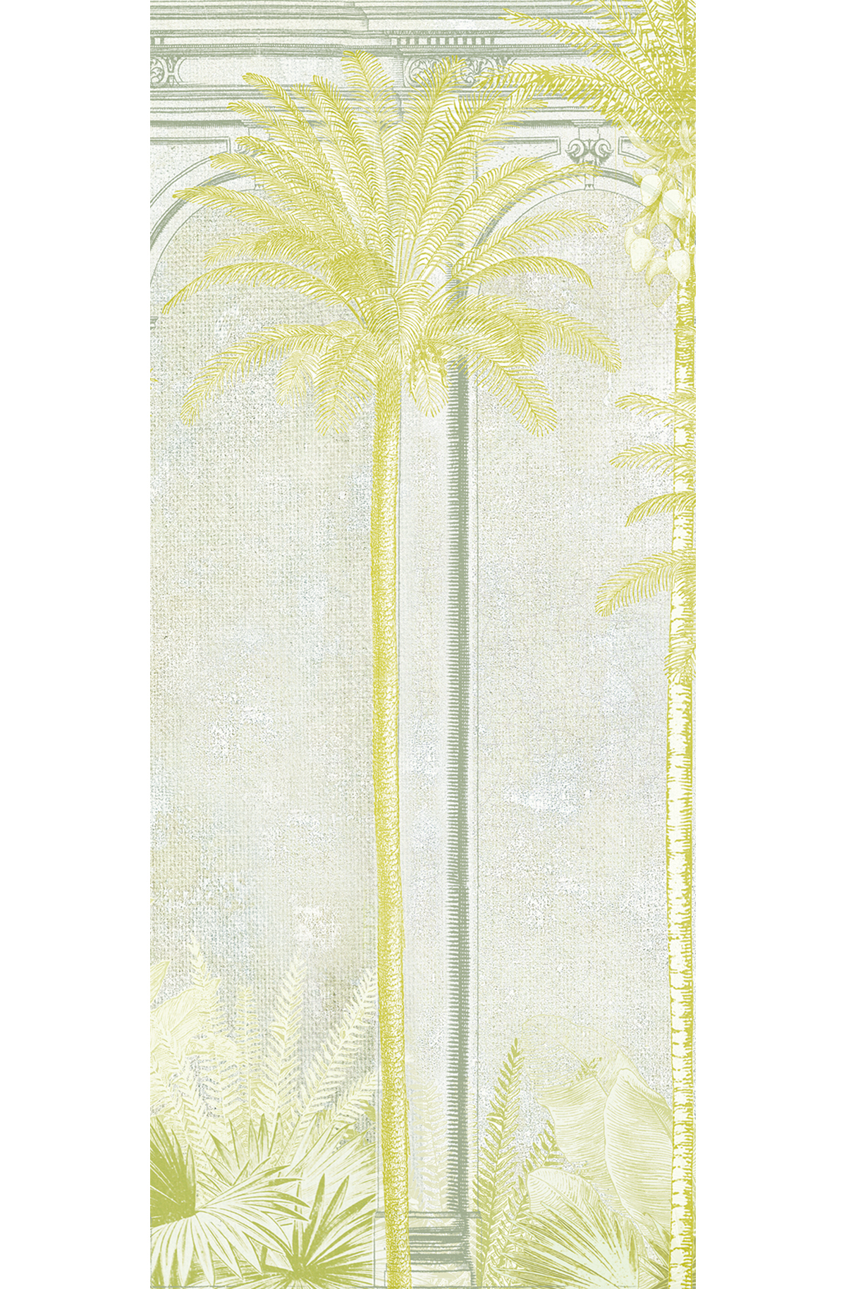 Papier peint panoramique Arcade Palmier Habana vert citron - B H300 - Havana de Masureel | Réf. MAS-DGHAV1022