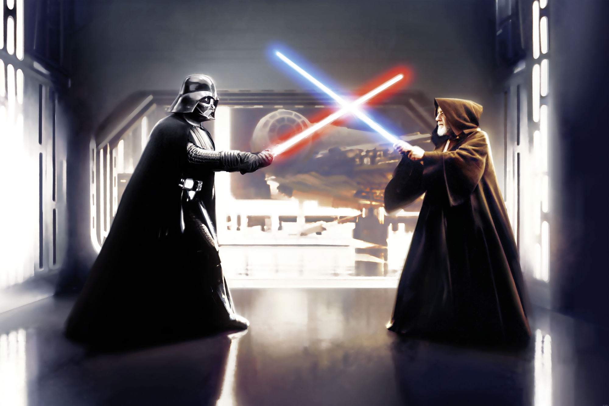 Panoramique Star Wars Vader vs. Kenobi - Papier peint Komar