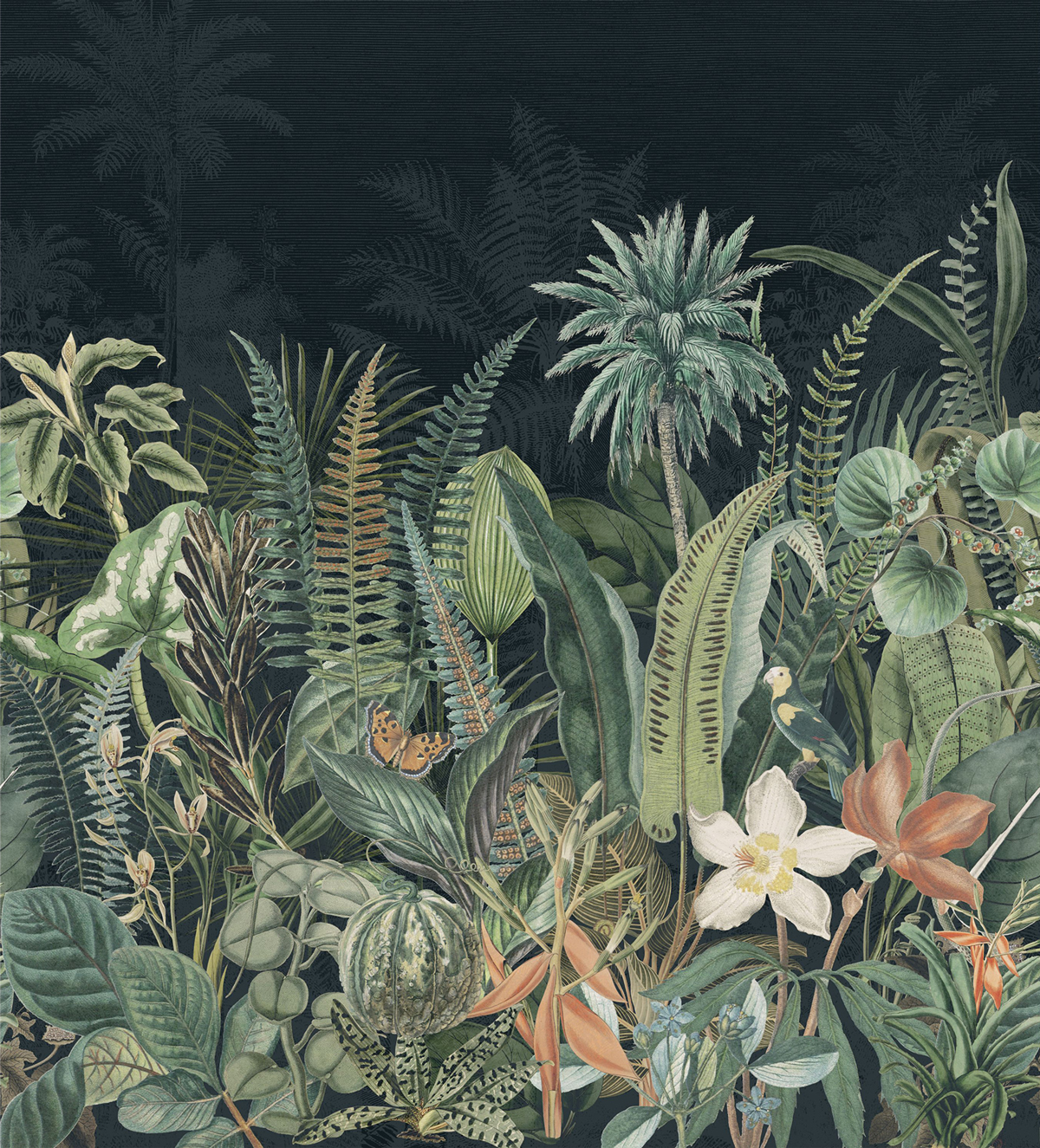 Papier peint Panoramique Jungle Daintree bleu marine vert - Panoramas 2 de Casamance | Réf. CAS-75662036