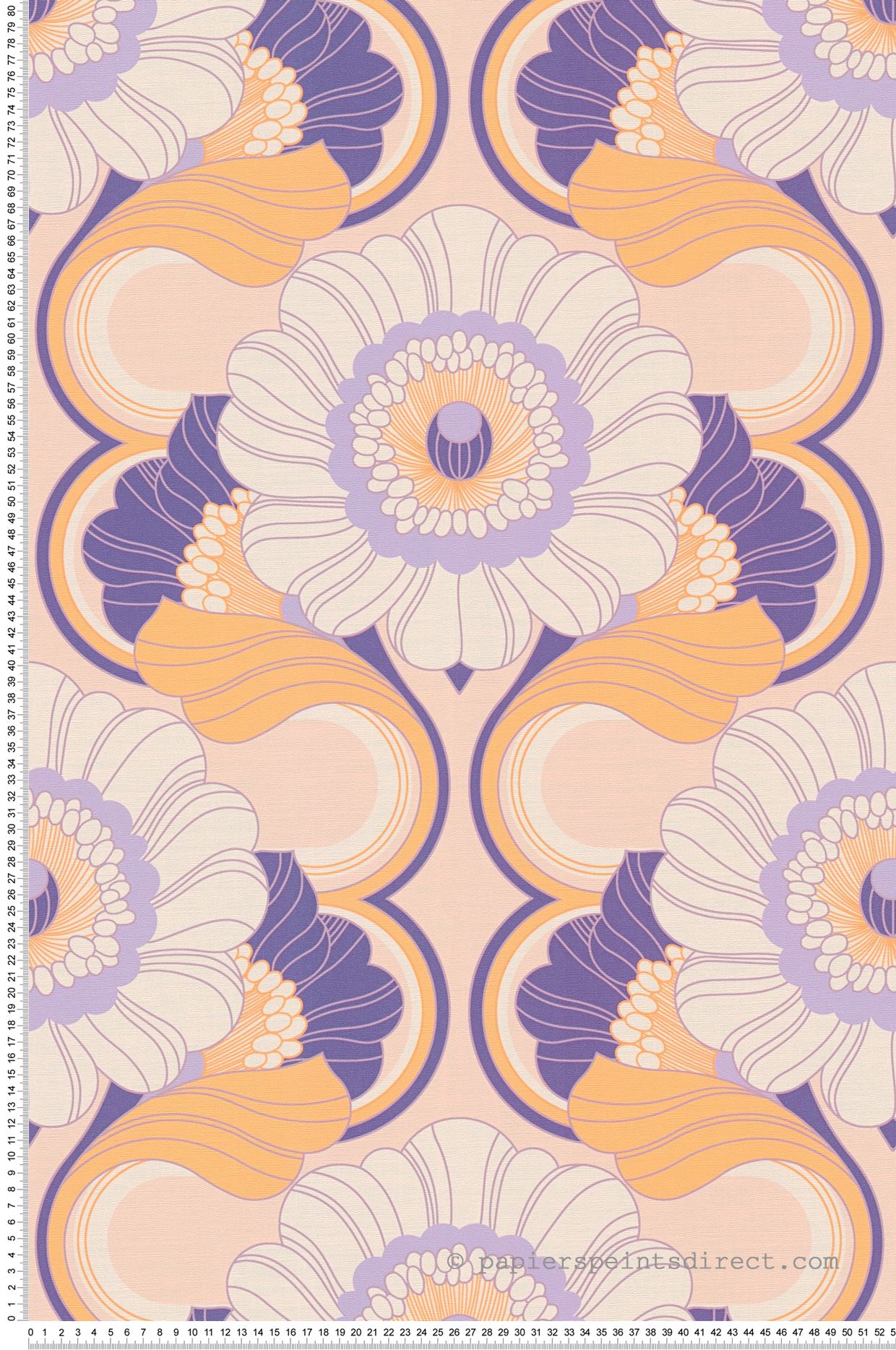 Papier peint Fleur Vintage violet moutarde - Retro Chic d'A.S. Création | Réf. AS-395303
