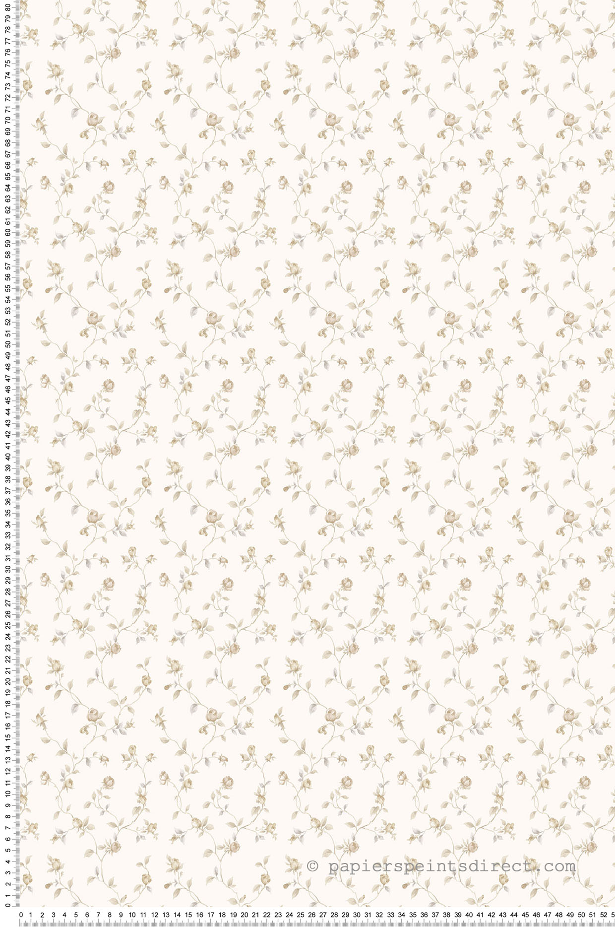 Papier peint fleurs Ramage de roses beige - Miniatures de Lutèce | Réf. LTC-G67933