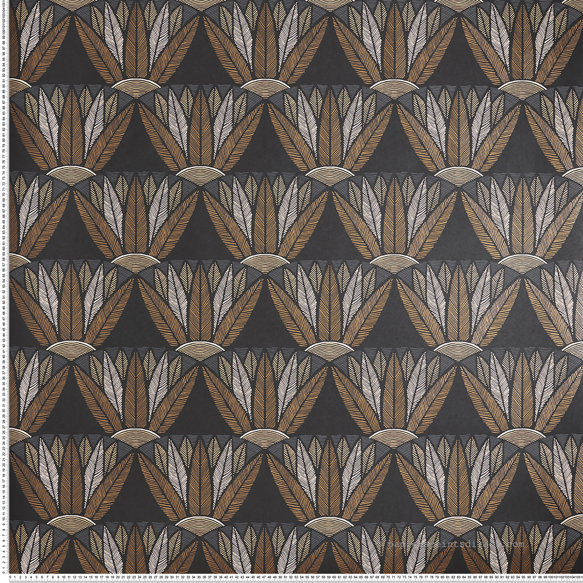 Papier peint Palmette Castalia noir mordoré - Bord Du Nil de Casamance | Réf. CAS-76162140