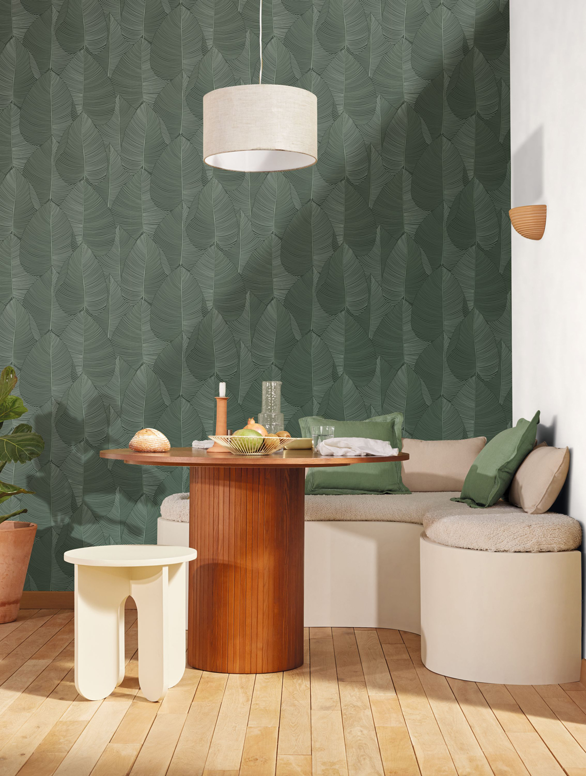 Papier peint Feuille Superposée Nuance vert irisé - Light de Casélio | Réf. LIG106597070