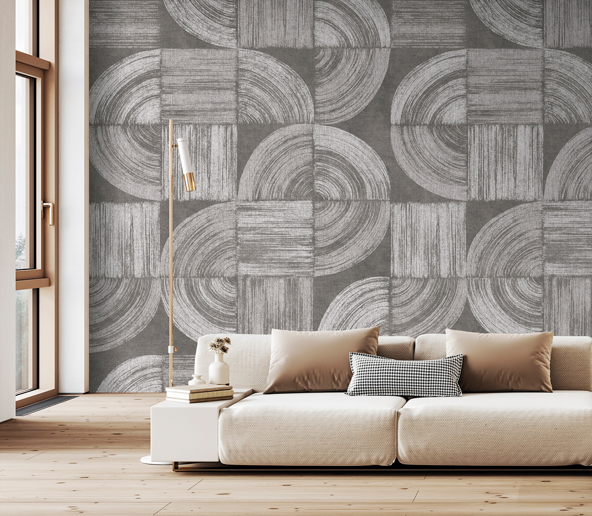 Papier peint panoramique Cercle Old Vinyls noir - Panorama 2 de Lutèce | Réf. LTC-PAN1831C