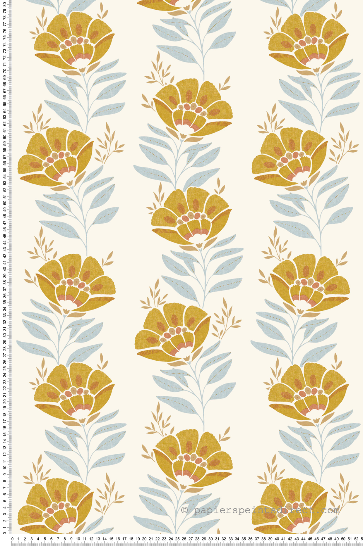 Papier peint Fleur Vagabonde jaune et doré - Bohème de Casélio | Réf. BOM103212266