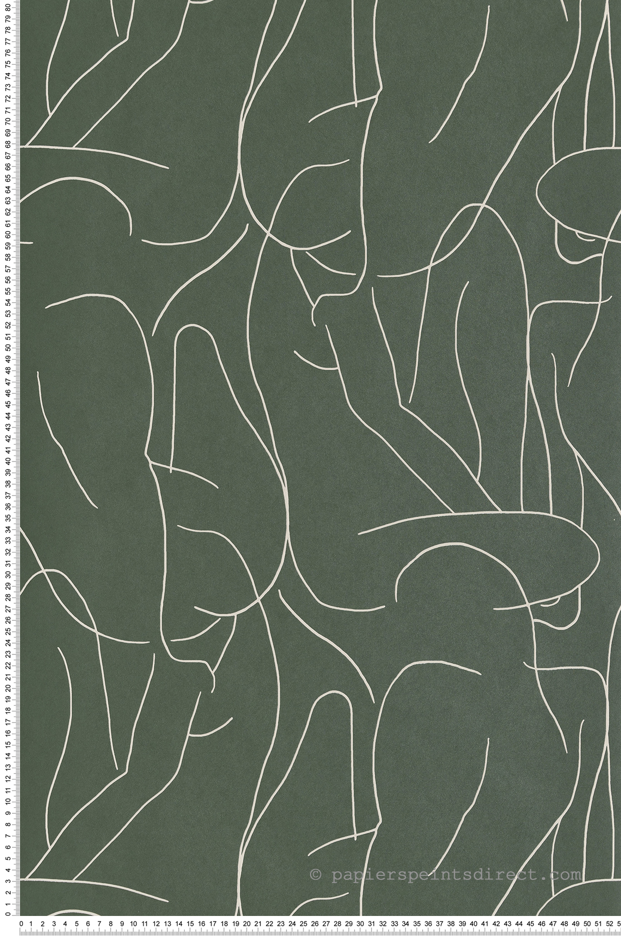 Papier peint Modèle Vivant vert et écru - Gallery de Casadéco | Réf. GLRY86107321