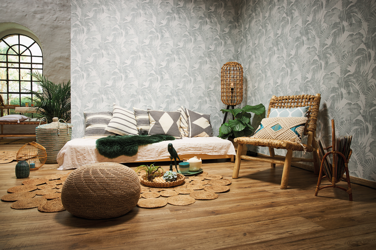 Papier peint Jungle Tropicale vert fond blanc - New Walls d'AS Création | Réf. SP15253