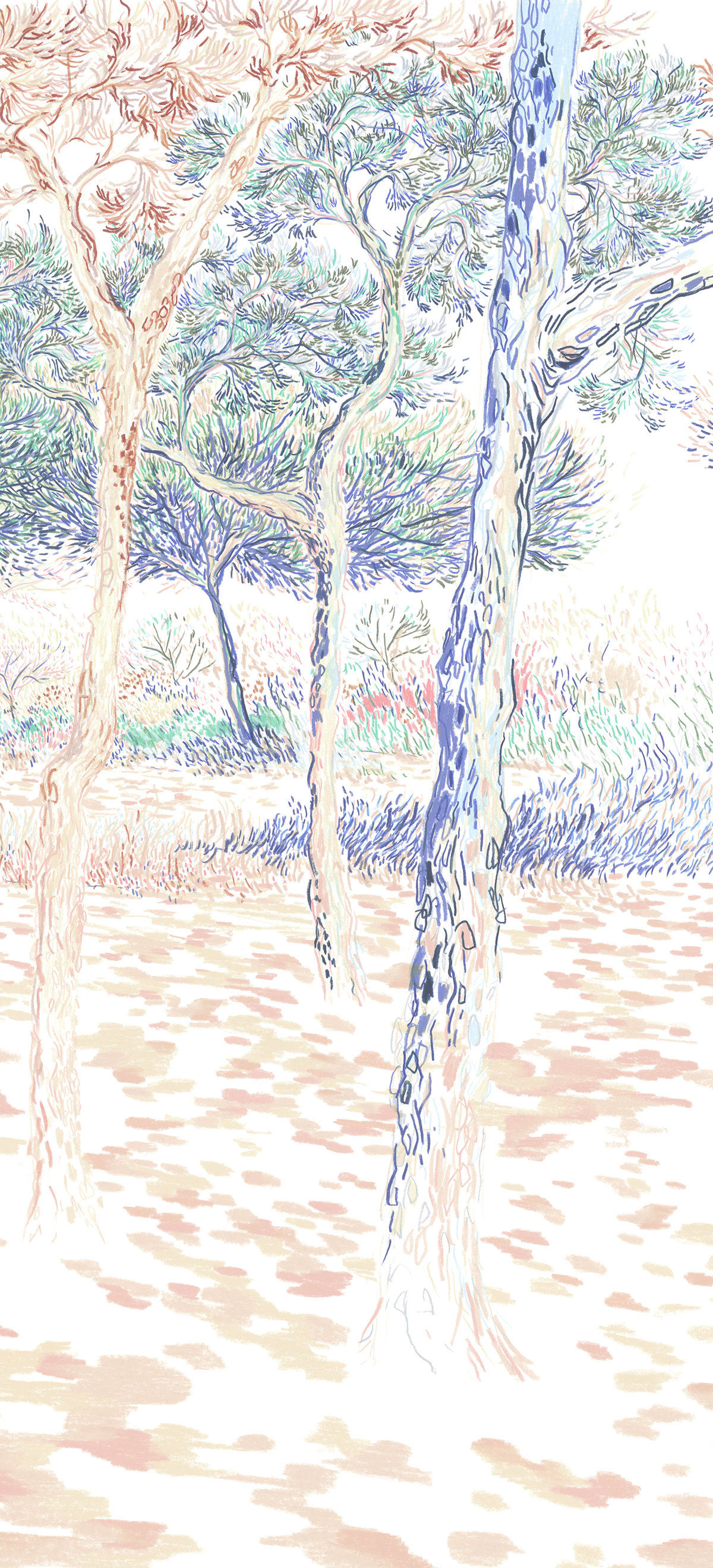 Papier peint panoramique Balade sous les pins Original C - 7/8/9 - Isidore Leroy