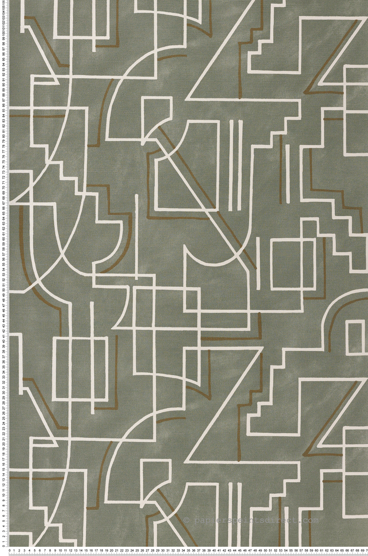 Papier peint Trait Graphique Alexander vert argile - Mouvements de Casamance | Réf. CAS-76021630