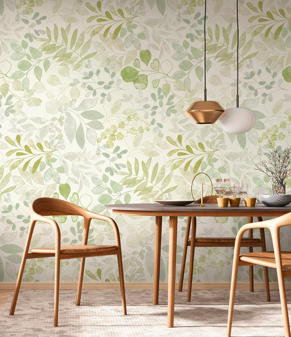 Papier peint panoramique Dessin Feuillage vert - Aquarell Dreams d'A.S. Création AMB2 | Réf. AS-396932