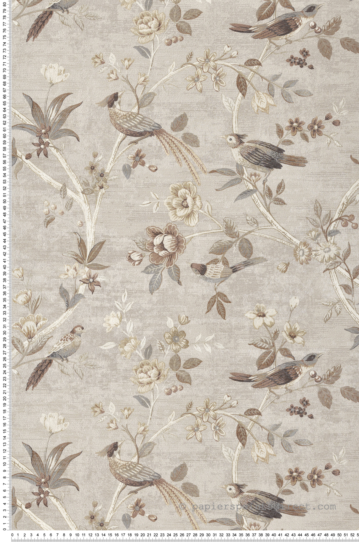 Papier peint Oiseau Vintage grège vieux rose - Scala de Montecolino | Réf. MC-28843