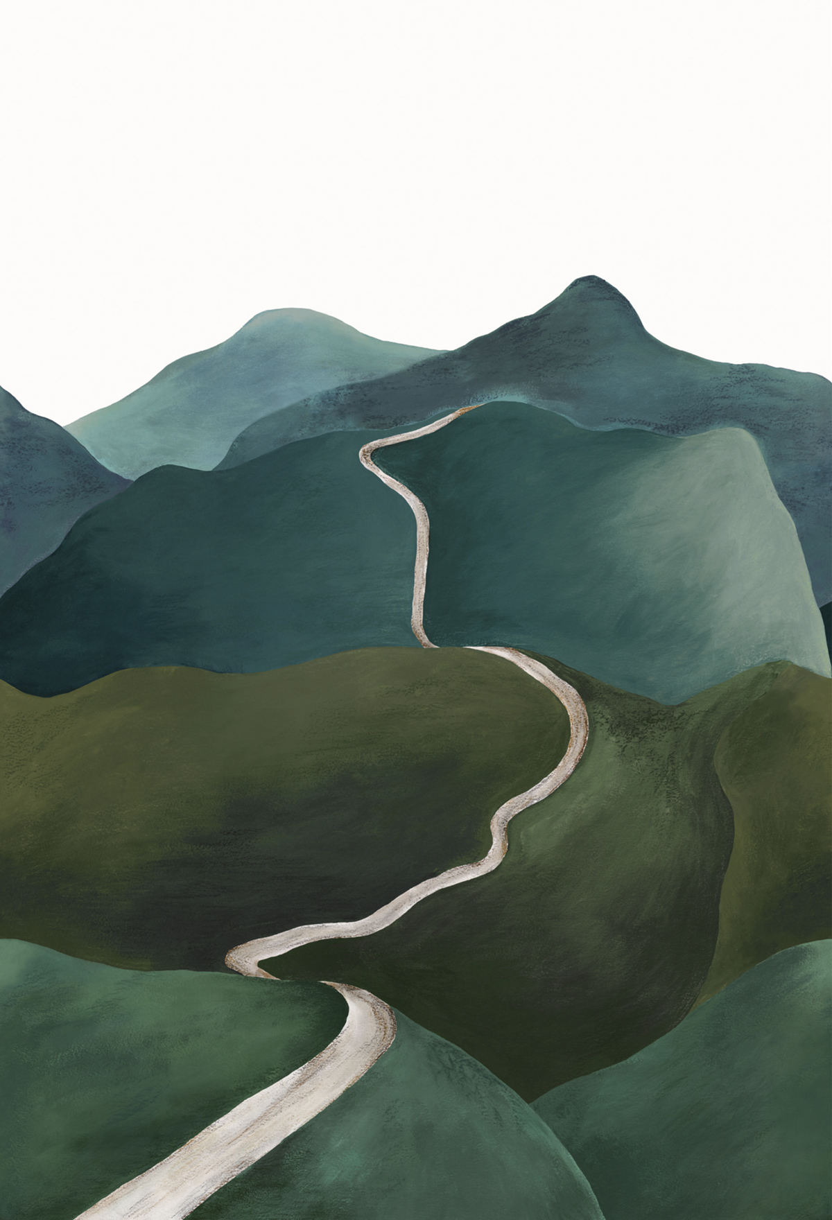 Papier peint panoramique Montagne Toscana vert & bleu - Panoramas de Casamance | Réf. CAS-74961630