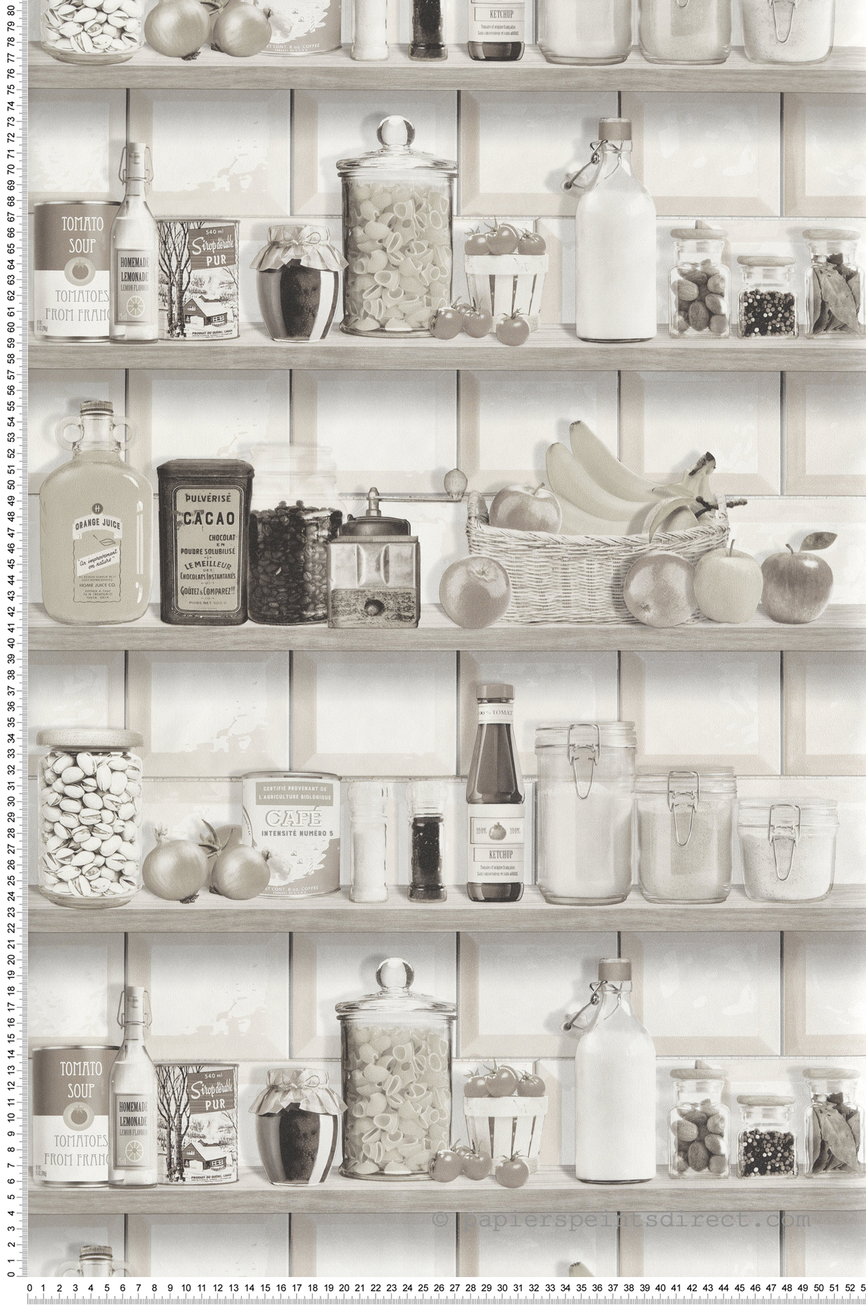 Papier Peint Cuisine Bocaux Étagère gris - Illusion d'Ugépa | Réf. UGP-M90009