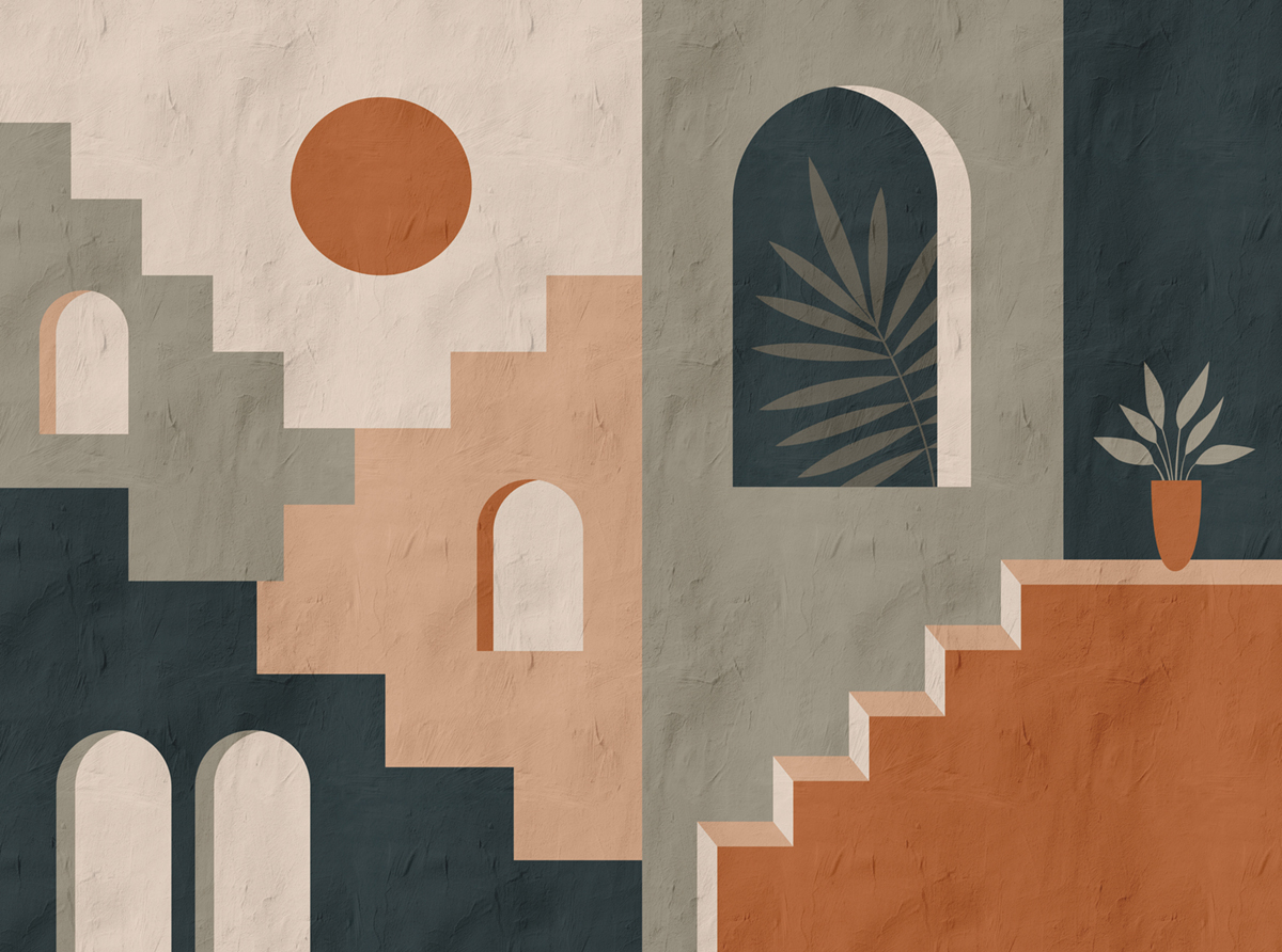 Papier peint panoramique Escalier Moderne terracotta - The Wall 3 d'A.S. Création | Réf. AS-398951