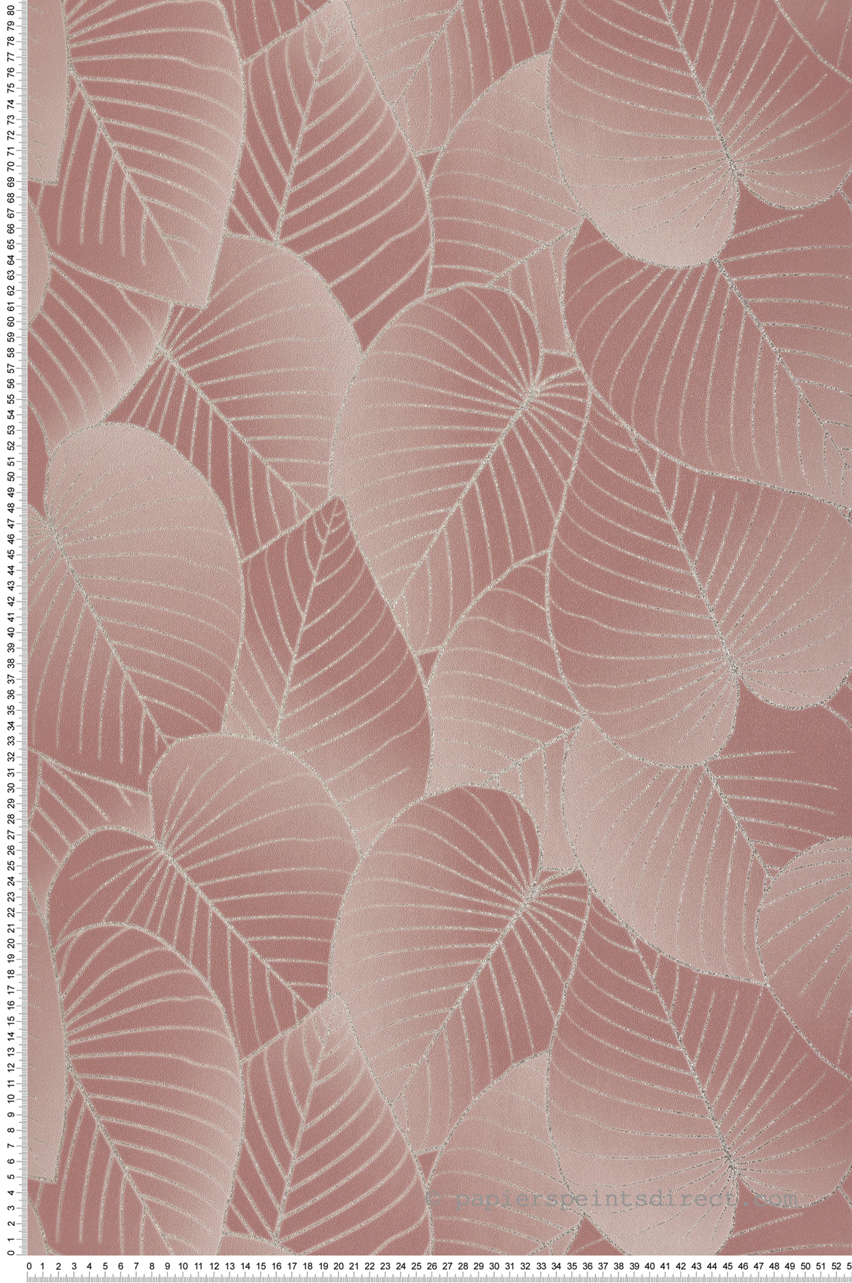 Papier Peint Feuille Dark Leaves rose métallisé - Botanique d'Ugépa | Réf. UGP-B21203